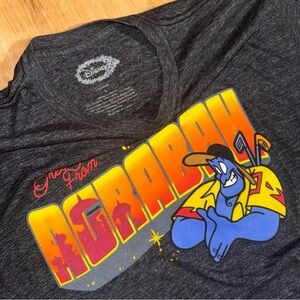 Disney Greetings From Agrabah Aladdin Postcard Genie T-shirt Size L Gray SlimFit